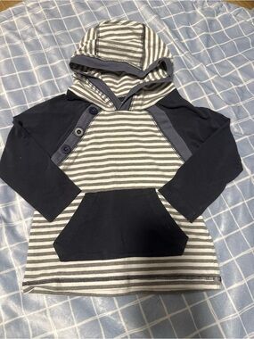 Tommy Bahama Striped Hooded Pullover in Navy & Gray